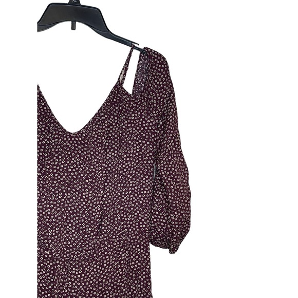 Paige Carmine Women Top Cold Off Shoulder Tie Front Ditsy Floral Dress Red Small - Picture 4 of 9